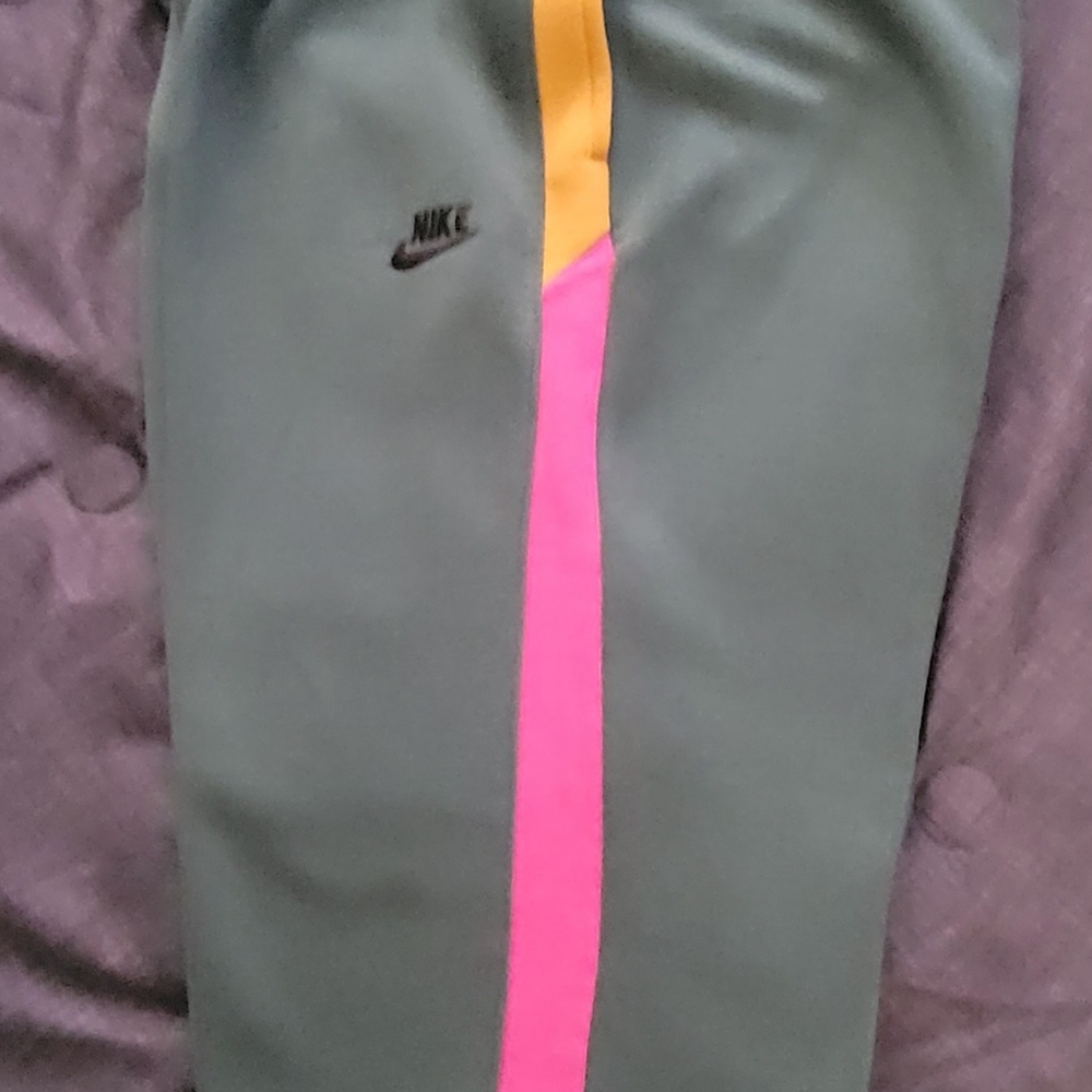 Nike Green Pants with Pink and Yellow Stripes